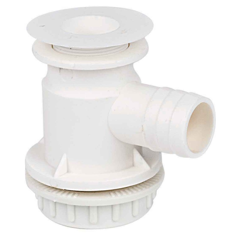 1 - Piletta Scarico Camper Ø 25mm con Sifone Tappo Catenella e 2 Guarnizioni Lavandino