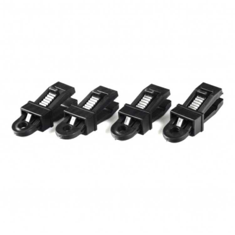 1 - Set 4 Occhielli a Clip per Fissaggio Stuoie Tendalini e Tende Campeggio
