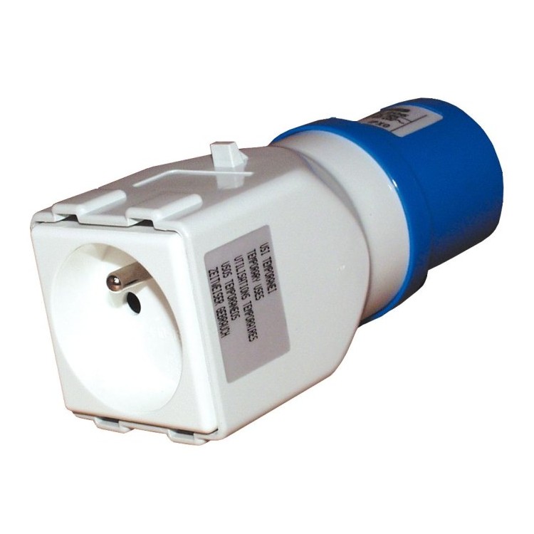 1 - Adaptador de Enchufe CEE Azul a Toma Francesa CBE R427 para Camper Caravana