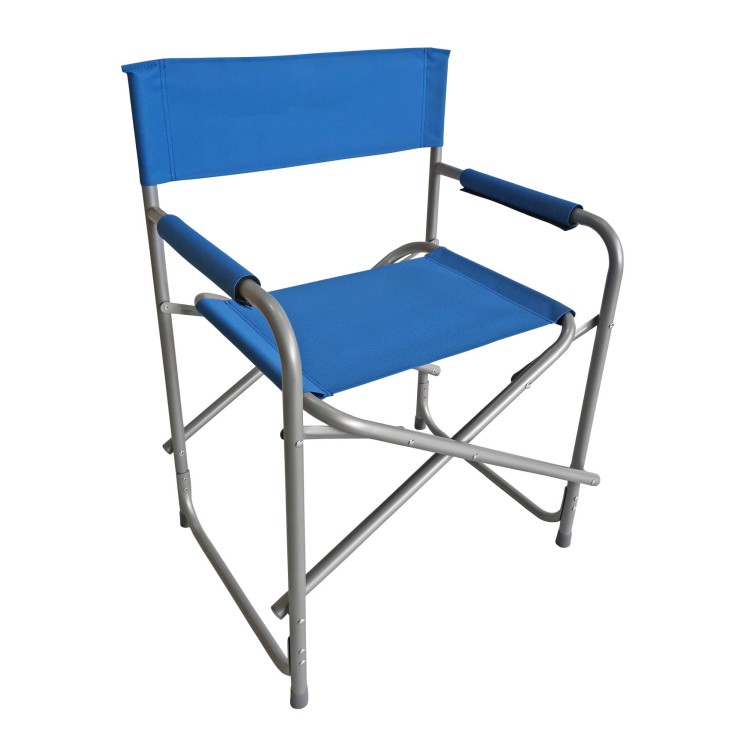 1 - Blue Folding Steel Director's Chair for Camping