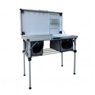 1 - Mobile Cucina Pieghevole per Camper e Campeggio Piano in Acciaio Inox