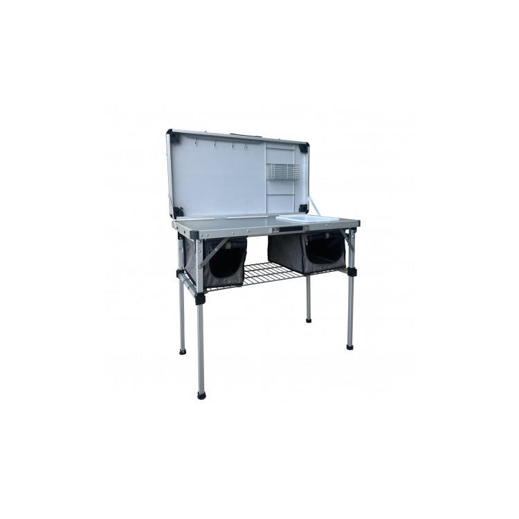 1 - Mobile Cucina Pieghevole per Camper e Campeggio Piano in Acciaio Inox