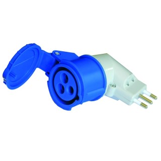 1 - Adapter 90 italienischer Stecker auf blaue CEE CBE R428-I Wohnmobilsteckdose
