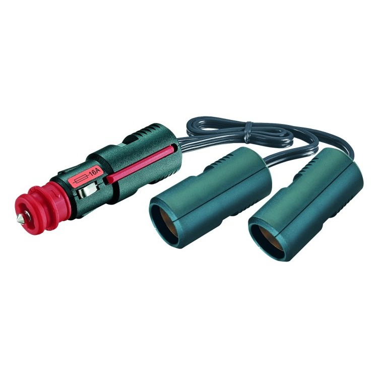 1 - Adapter van universele 12V-stekker naar 2 12V-sigarettenaansteker type CBE R418-2 camperstopcontacten