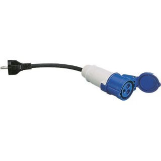 1 - Adapter von Schuko-Stecker auf CEE-Blau-Steckdose für Camping, Wohnmobil, Wohnwagen