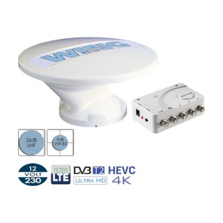 1 - Antenne TV de toit Teleco Wing Camper + Amplificateur + Câble 5m