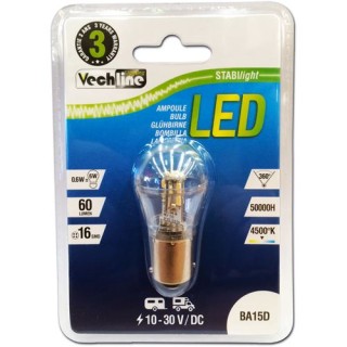 1 - Ampoule LED BA15D 12V 24V Camping-car 4500K