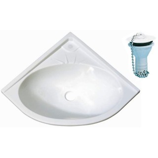1 - Évier d'angle pour camping-car 330x330x130 mm avec bonde