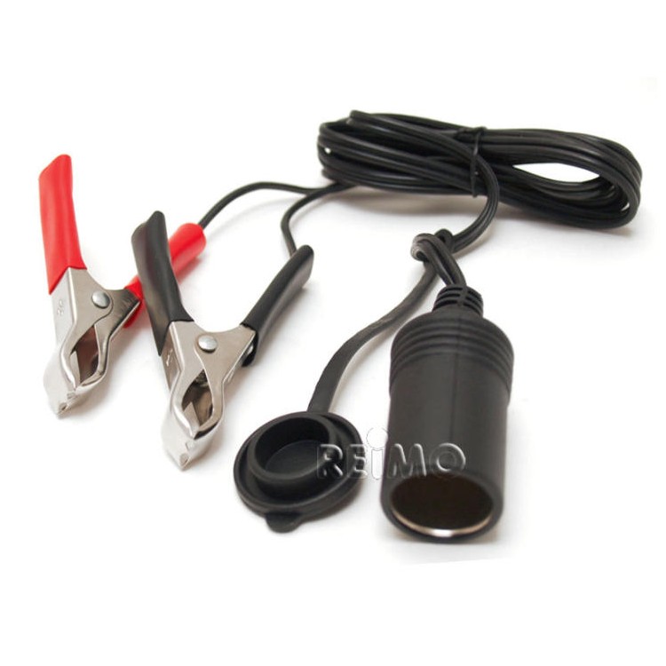 1 - Clipes de bateria com soquete de isqueiro de 12V com tampa
