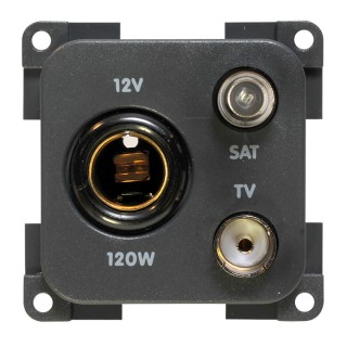 1 - Tomada 12V diâmetro 12 + tomada TV + tomada SAT CBE MP12TVS Camper