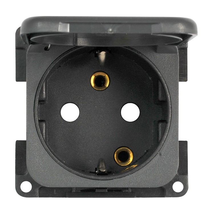 1 - Tomada Schuko Alemã 230V CBE MP22D Cinza Camper Boat Van