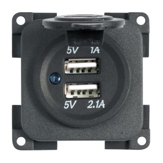 1 - Prise de courant encastrée 2 USB 12V pour camping-car CBE MP2USB