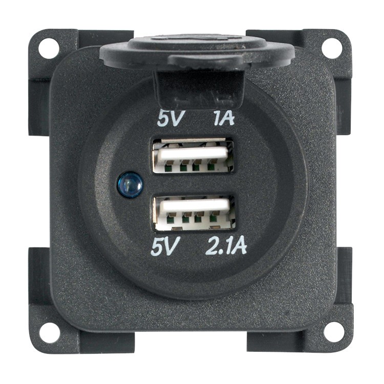 1 - 2 USB 12V tomada de alimentação embutida para carro campista CBE MP2USB