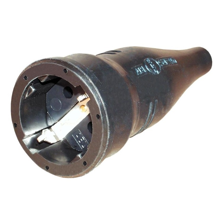 1 - Volante Schuko stopcontact 230V CBE R541 in rubber voor campertuin