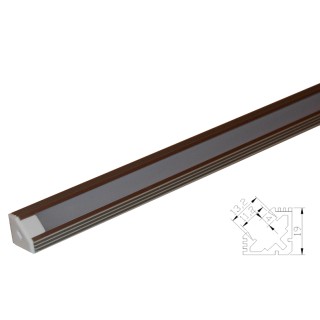 1 - Perfil de canto de alumínio para barras e tiras de LED 1m com tampa