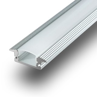 1 - Profilé Aluminium Encastrable pour Bandes LED 1m + Cache Opale