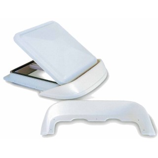 1 - Spoiler für Universal-Bullauge 40x40, weißer Anti-UV-Deflektor für Wohnmobile