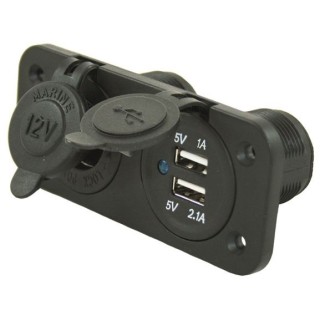 1 - Double Prise USB + Prise Allume Cigare 12V pour Voiture Camping Car