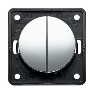 1 - Interrupteur double rond chromé Camper CBE Berker 12V BMC2N/CL
