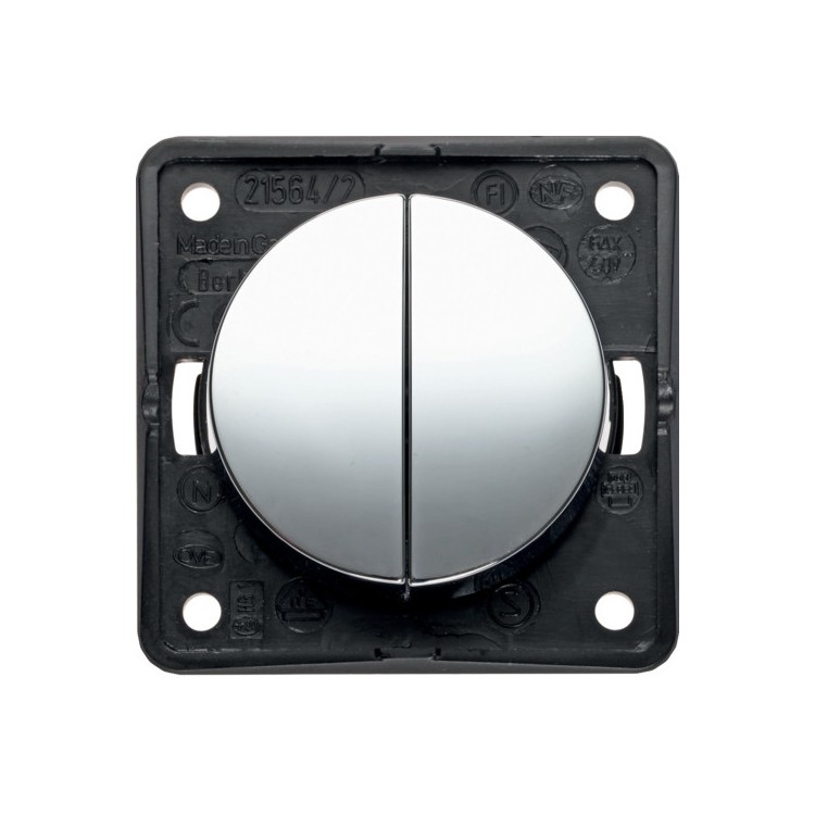 1 - Interrupteur double rond chromé Camper CBE Berker 12V BMC2N/CL