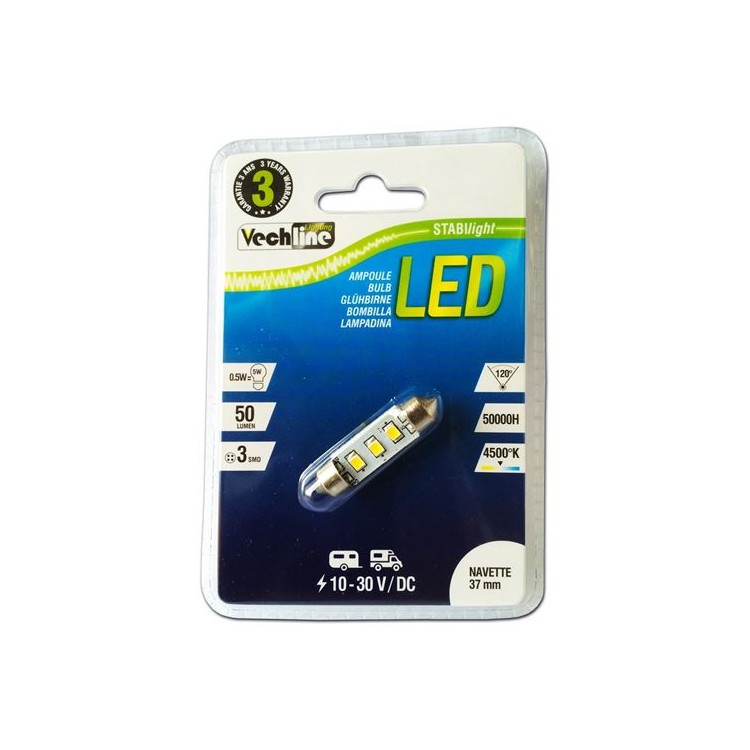 1 - Lampe torpille LED C5W 37mm 12V 24V, plaque d'immatriculation de navette, plafonnier, camping-car, voiture, cheminée