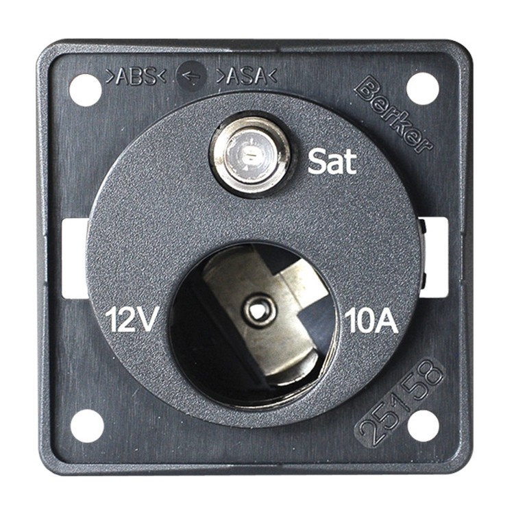 1 - 12V sigarettenaansteker + Berker BMP12AS satellietantenneaansluiting voor camperboot
