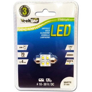 1 - SMD LED-lamp 4500 K 70 Lumen 31 mm torpedokap
