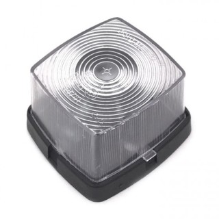 1 - Luce Posizione Quadrata Bianca con Base Nera Senza Lampadina per Camper Camion