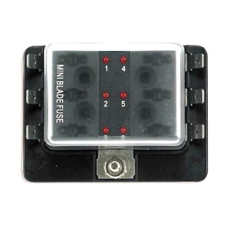 1 - Doos met 6 standaard lamellaire trem-zekeringhouders met LED-indicatoren