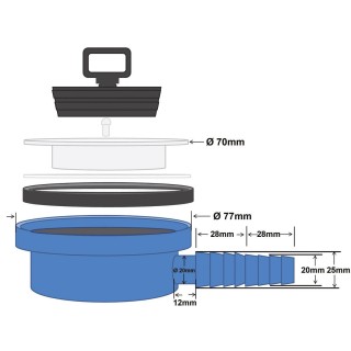 2 - Camper 90 Drain d'évier de cuisine x 20 Tuyau de 25 mm avec bouchon