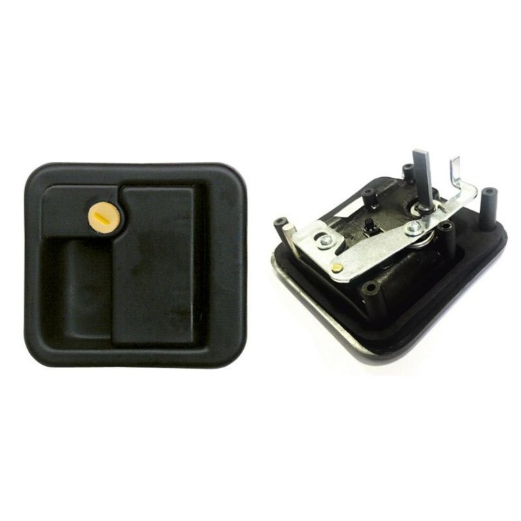 1 - Serrure FAP carrée noire sans cylindre pour porte de caravane camping-car