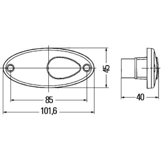 2 - Luce Ingombro Posizione Laterale Ovale Arancione 12V Camper