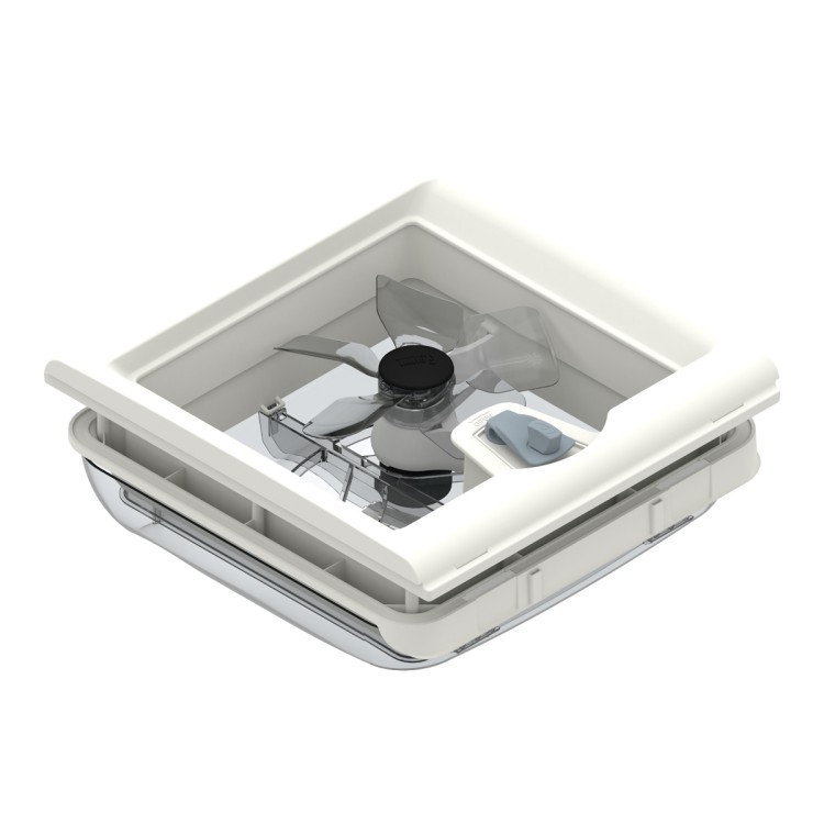 1 - Lüfter-KIT mit Turbo-Vent-Thermostat 28 F weiße Flamme für Wohnmobil, Wohnwagen, Van