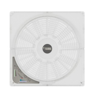 1 - Lüfter-KIT mit Turbo-Vent F Premium-Thermostat mit weißer Flamme für Wohnmobil, Wohnwagen, Van