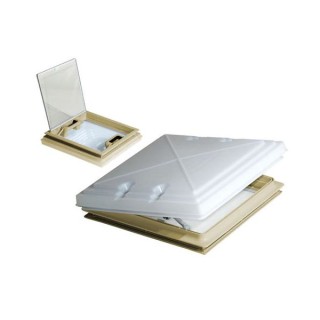 1 - Witte patrijspoort 40x40 met klamboe voor dakmontage camper caravan MPK