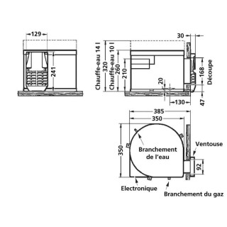 2 - Raccord d'angle d'eau M20 pour tuyau de 10 mm pour chaudière Truma