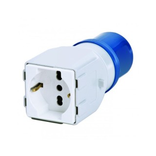 1 - Adaptateur de la fiche bleue industrielle CEE à la prise Schuko