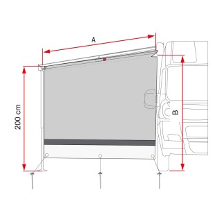 2 - Fiamma Sun View Zijveranda Parasol Privacy Geperforeerde Camperluifel 3 meter