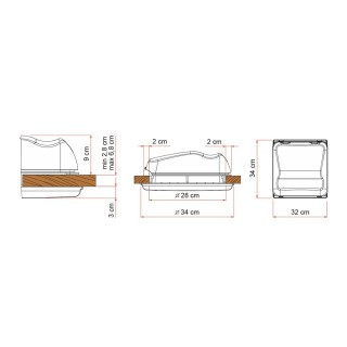 3 - Obl Vent 28 F Fiamma Blanco Blanco Neutro Interior con Mosquitera para Baño Camper Furgoneta