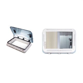 1 - Porte Camper Panoramique Di-tec 500x700 avec Occultation, Moustiquaire et LED
