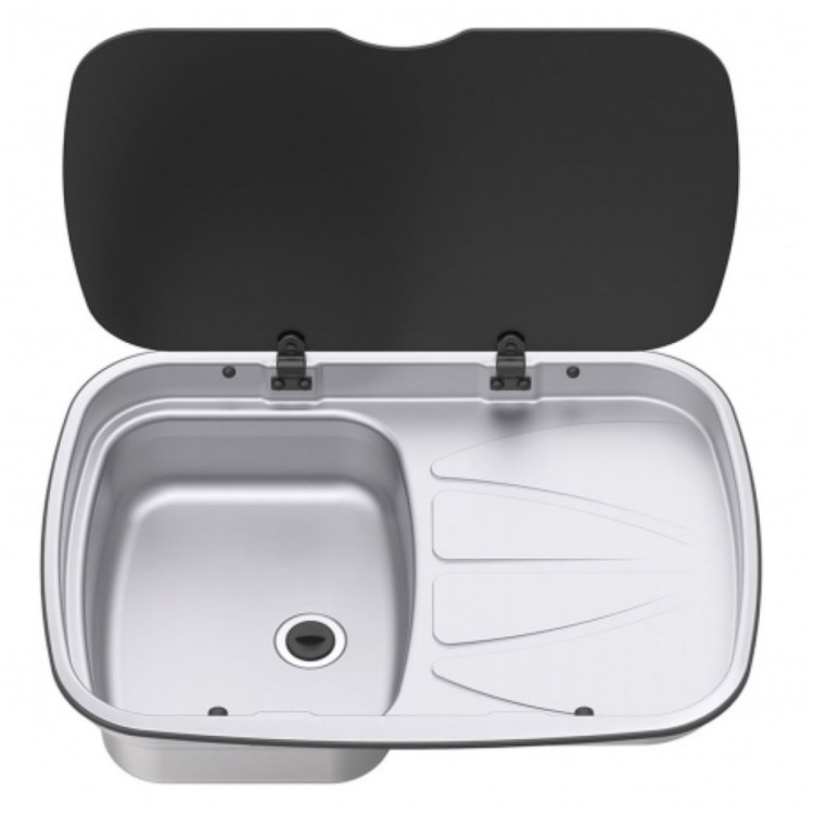 1 - Lavello con Scolapiatti Thetford Lavandino in Acciaio Inox per Camper e Van Versione Destra