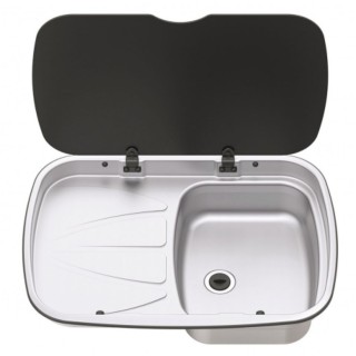 1 - Lavello con Scolapiatti Thetford Lavandino in Acciaio Inox per Camper e Van Versione Sinistra