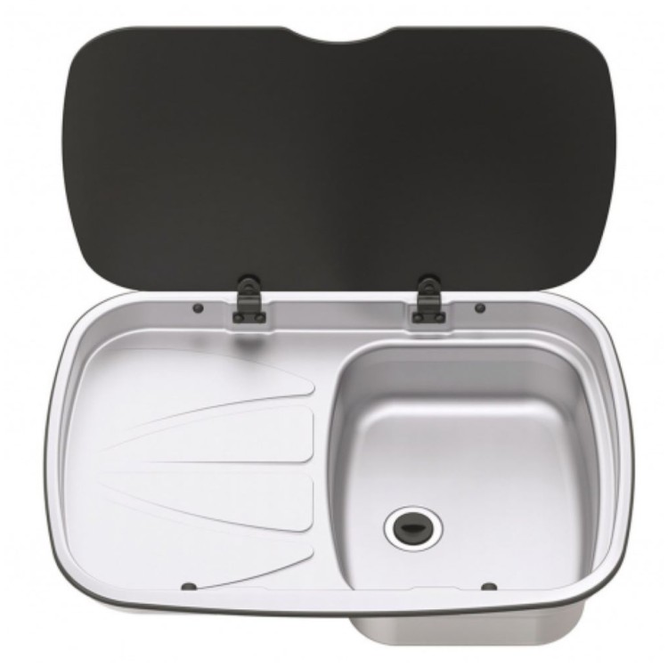 1 - Lavello con Scolapiatti Thetford Lavandino in Acciaio Inox per Camper e Van Versione Sinistra