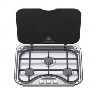 1 - Piano Cottura Thetford Basic Line 345 a Gas a 3 Fuochi per Camper e Van 54x44,5 cm