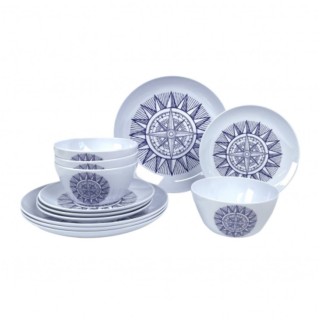 1 - Set Piatti da Campeggio in Melamina Infrangibili 12 Pezzi per 4 Persone Senza BPA per Camper Van e Barche